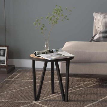 vidaXL Salontafel Ø35 cm MDF zwart en geel, Huis en Inrichting, Verzenden, Nieuw, Minder dan 45 cm