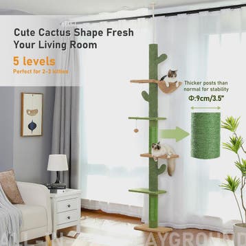 Cactus Kattenboom 5-Tier Vloer tot Plafond Klimpaal met Hang, Verzenden, Nieuw