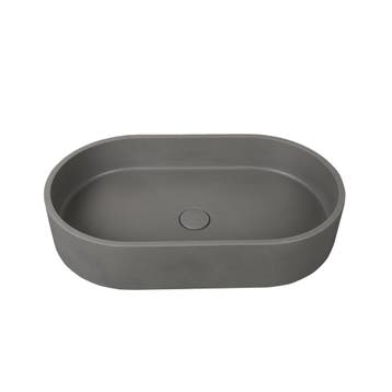 Waskom Clea 60x35x12cm beton ovaal grijs inclusief, Verzenden, Nieuw