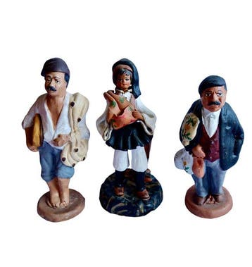 R. Carboni - Drie vintage statuïnetjes uit de kerststal, met