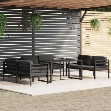 vidaXL 7-delige Loungeset met kussens aluminium, Tuin en Terras, Verzenden, Nieuw, Aluminium, Loungeset