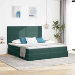 vidaXL Opslag bed met matras Donkergroen 200 x 200 cm, Verzenden, Nieuw, Groen, Stof