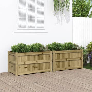 vidaXL Plantenbakken 2 st cm geïmpregneerd hout, Verzenden, Nieuw, 60 tot 100 cm, Hout