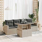 vidaXL 5-delige Loungeset met kussens poly rattan lichtgrijs, Verzenden, Nieuw, Rotan, Loungeset