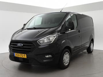 Ford Transit Custom 280 2.0 TDCI 125 PK 3-ZIT EURO6 LIMITED, Stof, Gebruikt, Euro 6, Zwart