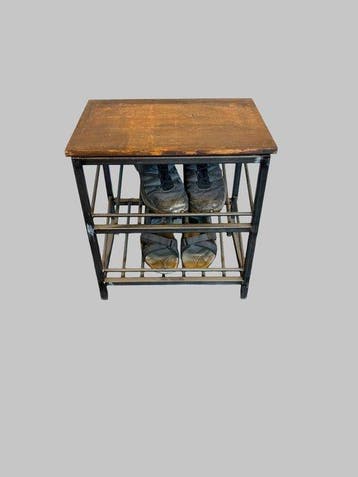 Bijzettafel - Schoenenrek/ sitetable - Staal, Hout -