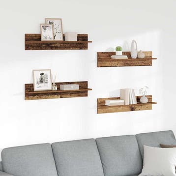 vidaXL Wandplanken 4 st Oud Hout 80 x 11,5 x 18 cm Bewerkt, Verzenden, Nieuw