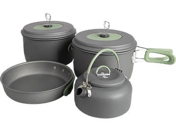 Bo-Camp Explorer - Pannenset - 4-Delig - Hard anodized -, Caravans en Kamperen, Kampeeraccessoires, Verzenden, Zo goed als nieuw