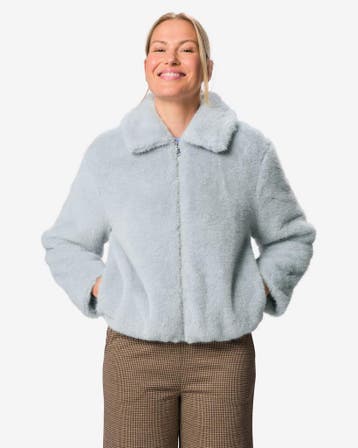 HEMA Damesjas Rafi bomber imitatiebont lichtgrijs, Verzenden, Nieuw