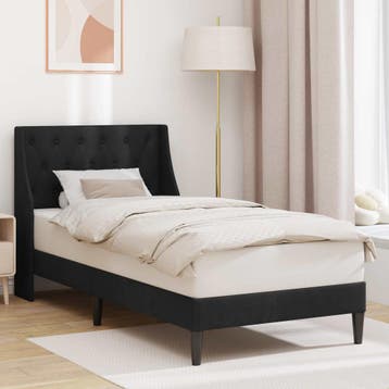vidaXL Bedframe met hoofdeinde Zwart 100 x 200 cm Fluweel, Eenpersoons, Verzenden, Zwart, Nieuw