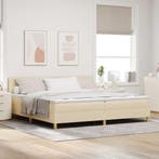 vidaXL LED Box Spring Bed met kussen Crème 200 x 200 cm Stof, Verzenden, Nieuw, Crème, Stof