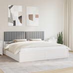 vidaXL Bedframe met Gevoerd Hoofdgedeelte Lichtgrijs 200 x, Huis en Inrichting, Slaapkamer | Bedden, Verzenden, Nieuw, Hout