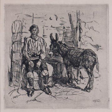 Willem Hendrik van der Nat (1864–1929) - Man met ezel, Antiek en Kunst