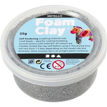 Foam Clay®, metallic, zilver, 35 gr/ 1 Doosje, Nieuw