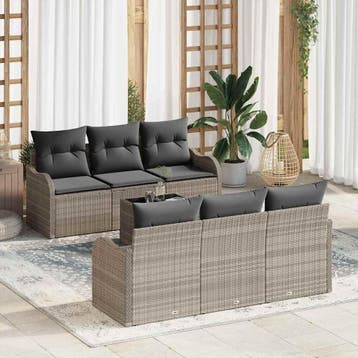 vidaXL Tuin Sofa Set 7 st 6-Aantal zitplaatsen, Verzenden, Nieuw, Rotan, 7 zitplaatsen