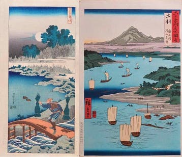 Two Masterpieces of Japanese Landscape Woodblock Prints -