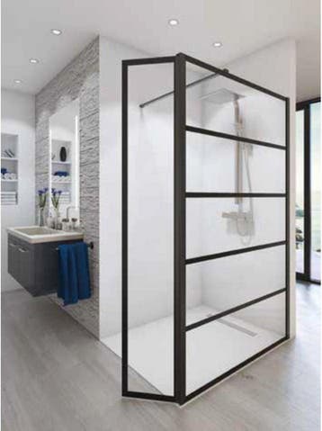Sub 051 bewegend zijpaneel 34,5×200 cm. met decor, mat, Ophalen of Verzenden, Nieuw, Glas, Bad