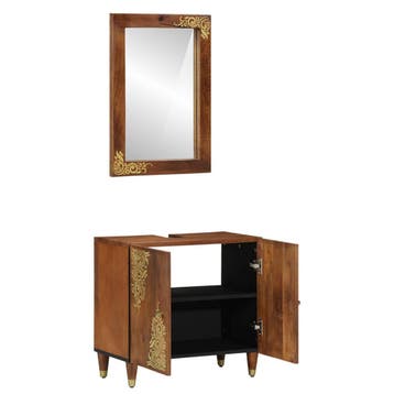 vidaXL Badkamerkastenset 2 st Honingbruin 62 x 33 x 58 cm, Verzenden, Nieuw, Overige typen