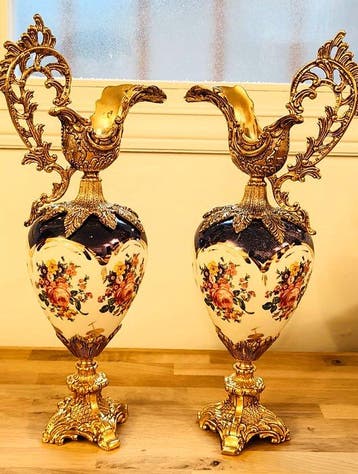 spain - spain - Ikebana vaas (2) - Retro stijl - Verguld, Antiek en Kunst