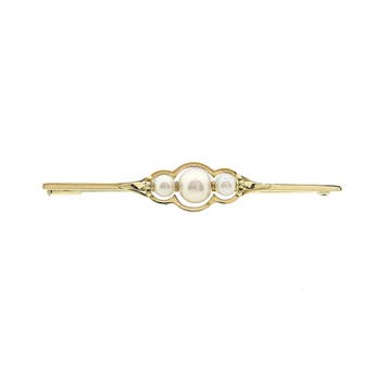 Vintage gouden broche met cultivéparels, Sieraden, Tassen en Uiterlijk, Gebruikt, Ophalen of Verzenden, Met edelsteen, Goud