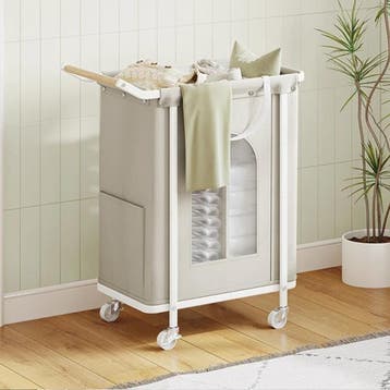 Wasmand op Wielen – 2 Secties, Verwijderbare Tas Beige, Verzenden, Nieuw