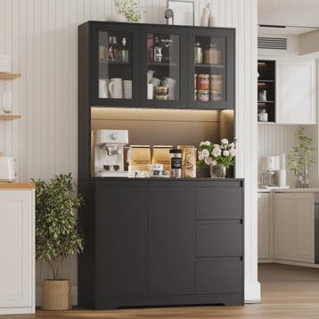 Keuken Buffetkast met LED Verlichting, 3 Lades en Stopcontac, Verzenden, Nieuw