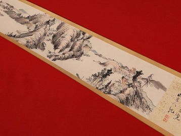 Very fine handscroll with landscapes, signed - with