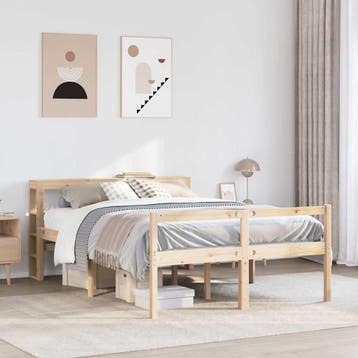 vidaXL Seniorenbed met hoofdbord massief grenenhout 160x200, Bruin, Verzenden, 200 cm, 160 cm