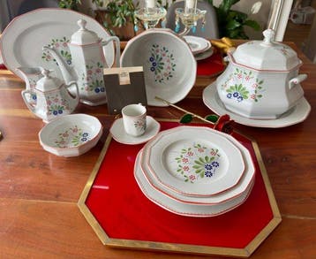 Richard Ginori - Tafelservies voor 12 (56) - terracotta met, Antiek en Kunst