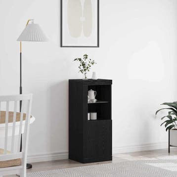 vidaXL LED Sideboard Zwart Eiken 41 x 37 x 100 cm Bewerkt, Minder dan 50 cm, Verzenden, 100 tot 150 cm, Nieuw