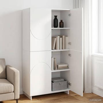vidaXL buffetkast Wit 79 x 41 x 151 cm Bewerkt hout, Verzenden, Nieuw, 50 tot 100 cm, Minder dan 100 cm