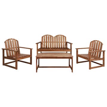 vidaXL 4-delige Loungeset massief acaciahout, Tuin en Terras, 4 zitplaatsen, Verzenden, Nieuw, Loungeset