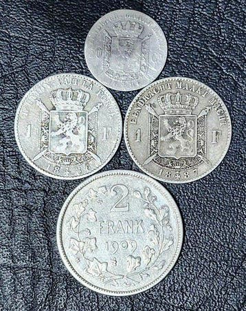 België. Leopold II. 50 Centimes, 1, 2 Francs 1886/1909, Lot