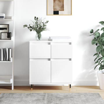 vidaXL Dressoir 60x35x70 cm bewerkt hout wit, Verzenden, Nieuw, Overige houtsoorten, Minder dan 50 cm
