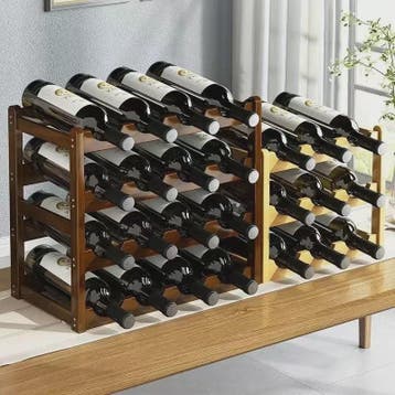 Stijlvol Houten Wijnrek - Decoratieve Flessenhouder voor 12, Verzenden, Nieuw