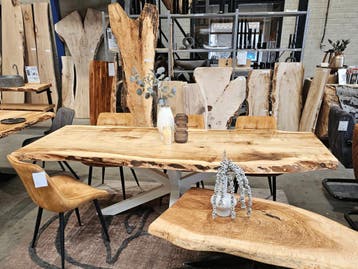 Eettafel | eiken tafel | Eetkamertafel | Bar | Boomstamtafel, Huis en Inrichting, Tafels | Eettafels, Ophalen of Verzenden, Nieuw