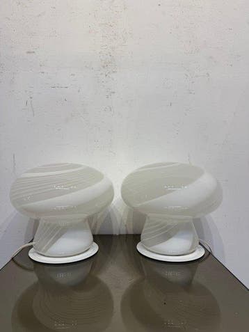 Tafellamp (2) - Glas - champignon, Antiek en Kunst