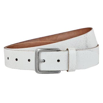 Landley Witte Crack Leren Jeans Riem - Dames & Heren - 85, Kleding | Dames, Riemen en Ceinturen, Verzenden, Wit, Nieuw, 3 tot 5 cm
