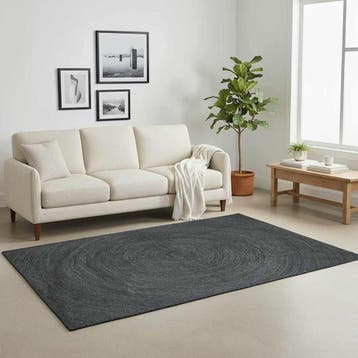 vidaXL Vloerkleden Donkergrijs 140 x 200 cm Jute, Verzenden, Nieuw