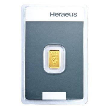 1 gram - Goud .999 - Heraeus - Verzegeld en met certificaat