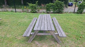 Opklapbare picknicktafel Douglas 240 x 156 cm, Tuin en Terras, Picknicktafels, Ophalen, Gebruikt