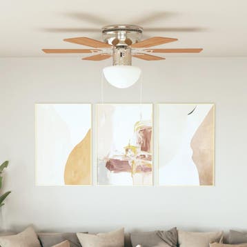 vidaXL Plafondventilator met lamp 82 cm lichtbruin, Witgoed en Apparatuur, Ventilatoren, Verzenden, Nieuw