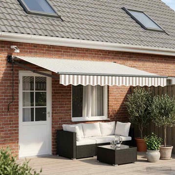vidaXL Elektrisch Uittrekbaar Zonnescherm Lichtgrijs en wit., Tuin en Terras, Zonneschermen, Verzenden, Nieuw