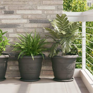 vidaXL Plantenpotten 24 st Zwart Ø 39 x 32 cm Kunststof, Tuin en Terras, Kunststof, Verzenden, Minder dan 60 cm, Nieuw