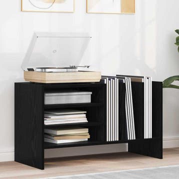 vidaXL Platenkast met plank Zwart Eiken 78.5 x 35 x 45 cm, Verzenden, Nieuw