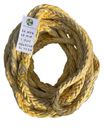 Hawk-Line Touw HMPE 26 MTR 28 mm 55Ton 1 Oog mooring line..., Watersport en Boten, Verzenden, Nieuw