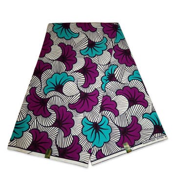 VLISCO stof Hollandais Afrikaanse Wax print - Turquoise paar, Ophalen of Verzenden, Nieuw