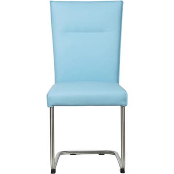 Set van 4 Leren eetkamerstoelen Retro - Toledo Sky Blue, Huis en Inrichting, Stoelen, Ophalen of Verzenden, Nieuw, Leer, Vijf, Zes of meer stoelen