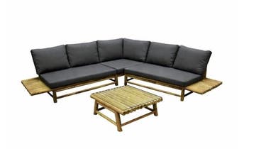 Showroommodel Piton hoek loungeset 4 delig bamboe, Ophalen of Verzenden, Nieuw