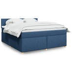 vidaXL Boxspring met matras stof blauw 180x200 cm, Eenpersoons, Nieuw, 80 cm, 200 cm
